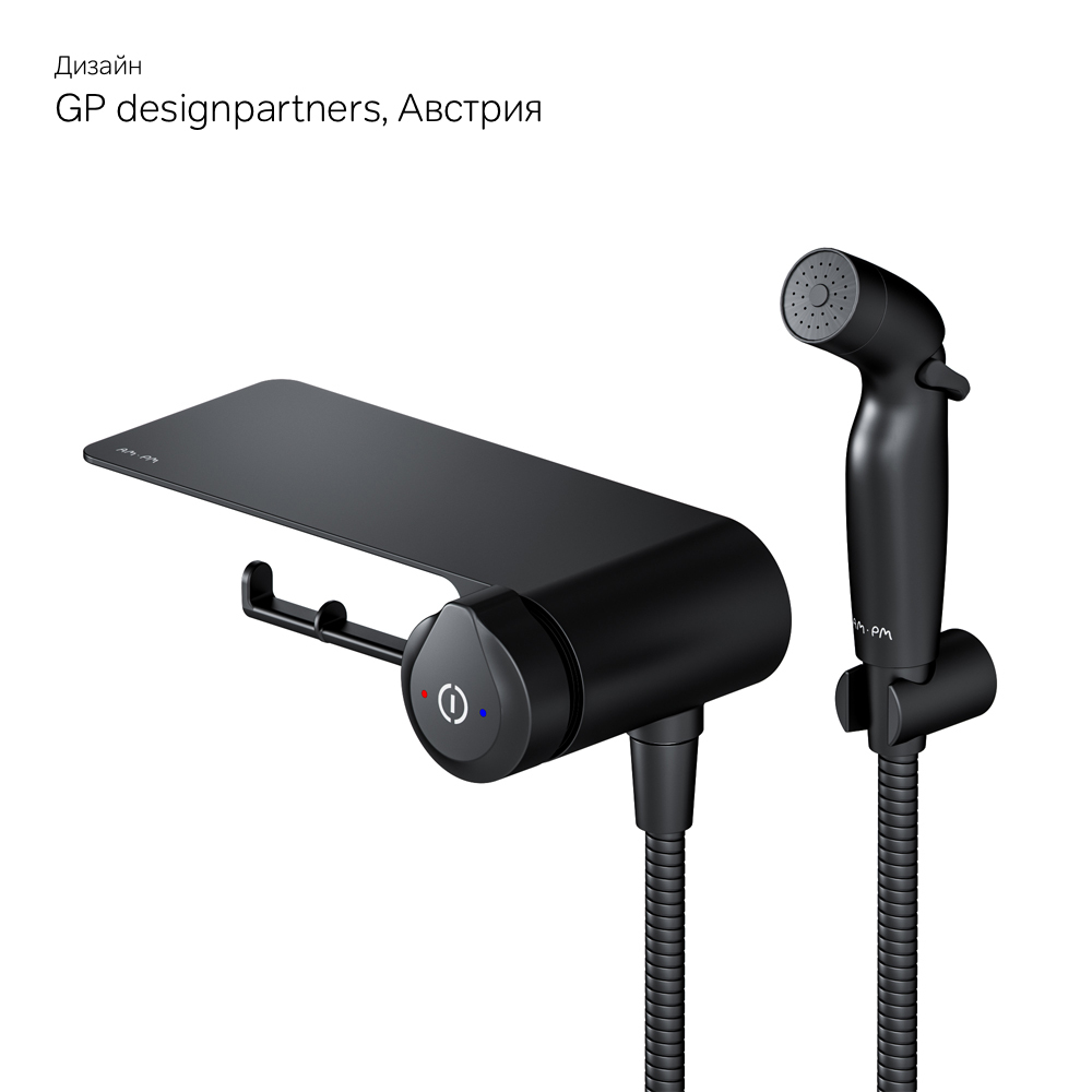 Смеситель TouchReel, монтируемый в стену с гигиеническим душем и полкой AM.PM X-Joy F0H85A822