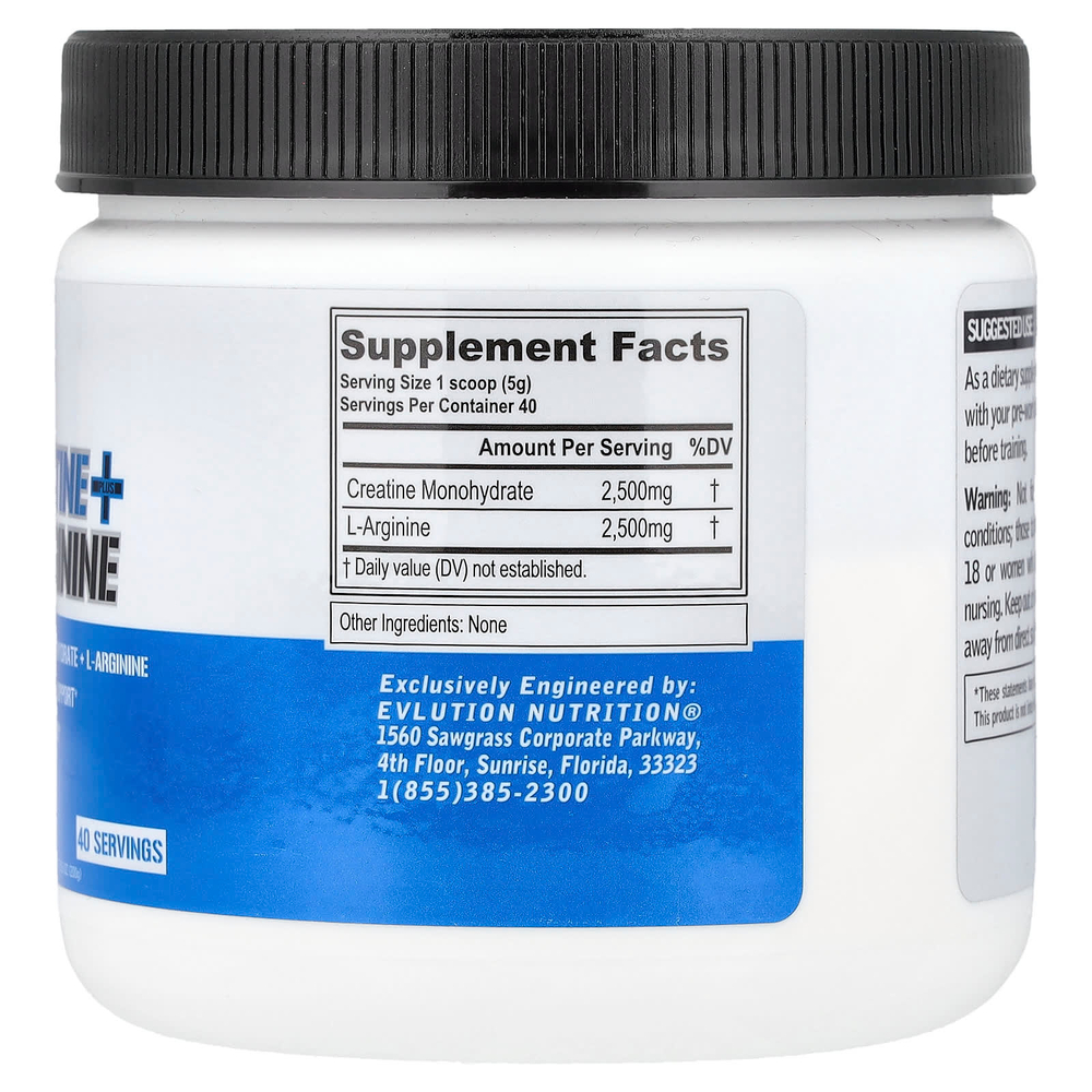 EVLution Nutrition, креатин и L-аргинин, без добавок, 200 г (7,05 унции)
