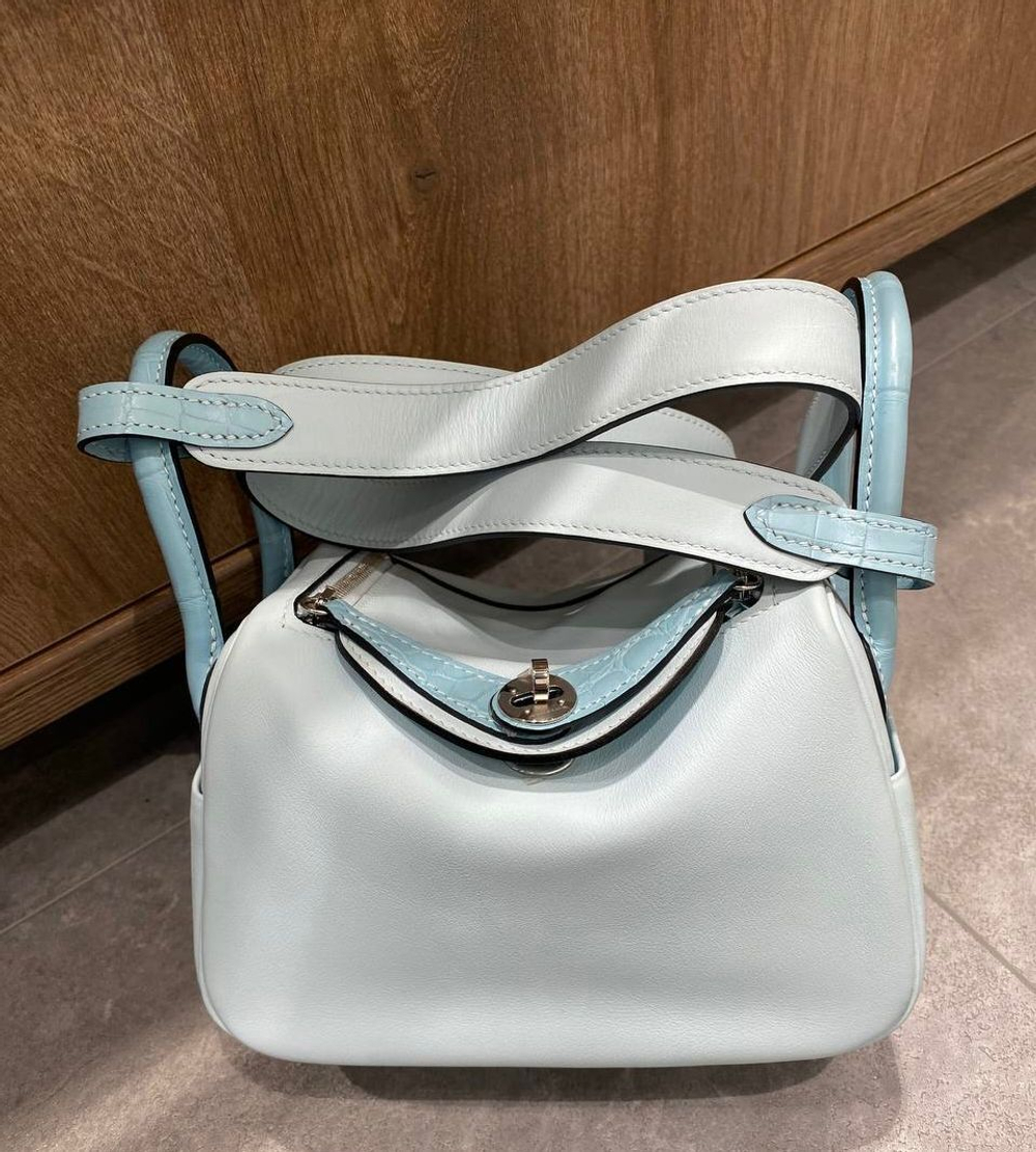 Сумка Hermes частично из кожи крокодила 20 см
