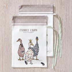НАБОР МЕШОЧКОВ ИЗ 2-Х ШТ "FAMILY FARM" 20Х29СМ,100%ХЛОПОК,КАПУЧИНО,ТВИЛ,ПРОПИТКА