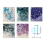 Тетрадь А5 48л. клетка "Мрамор" 5 видов (Альт)