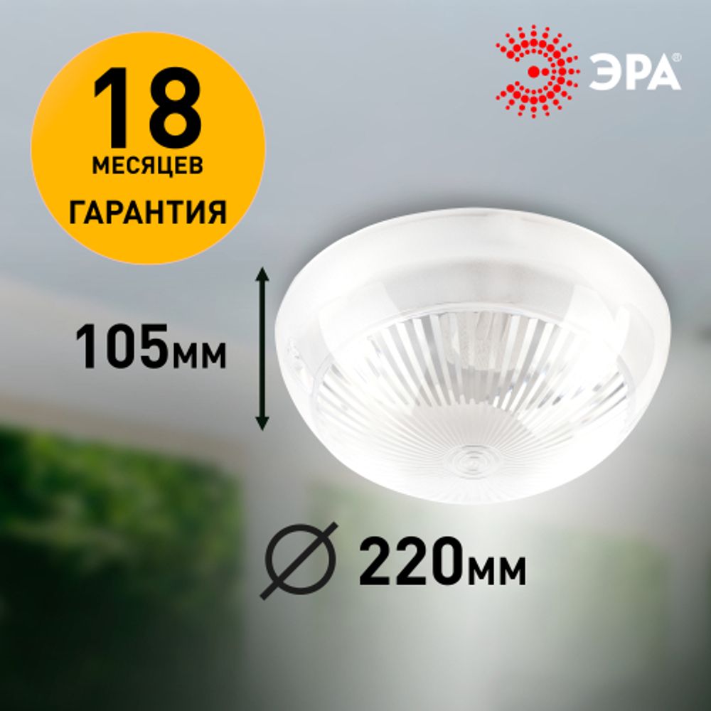 Светильник ЭРА «Сириус» НБП 06-60-011 антивандальный IP54 E27 max 60Вт D220 круглый призма | Светильники ЖКХ IP54