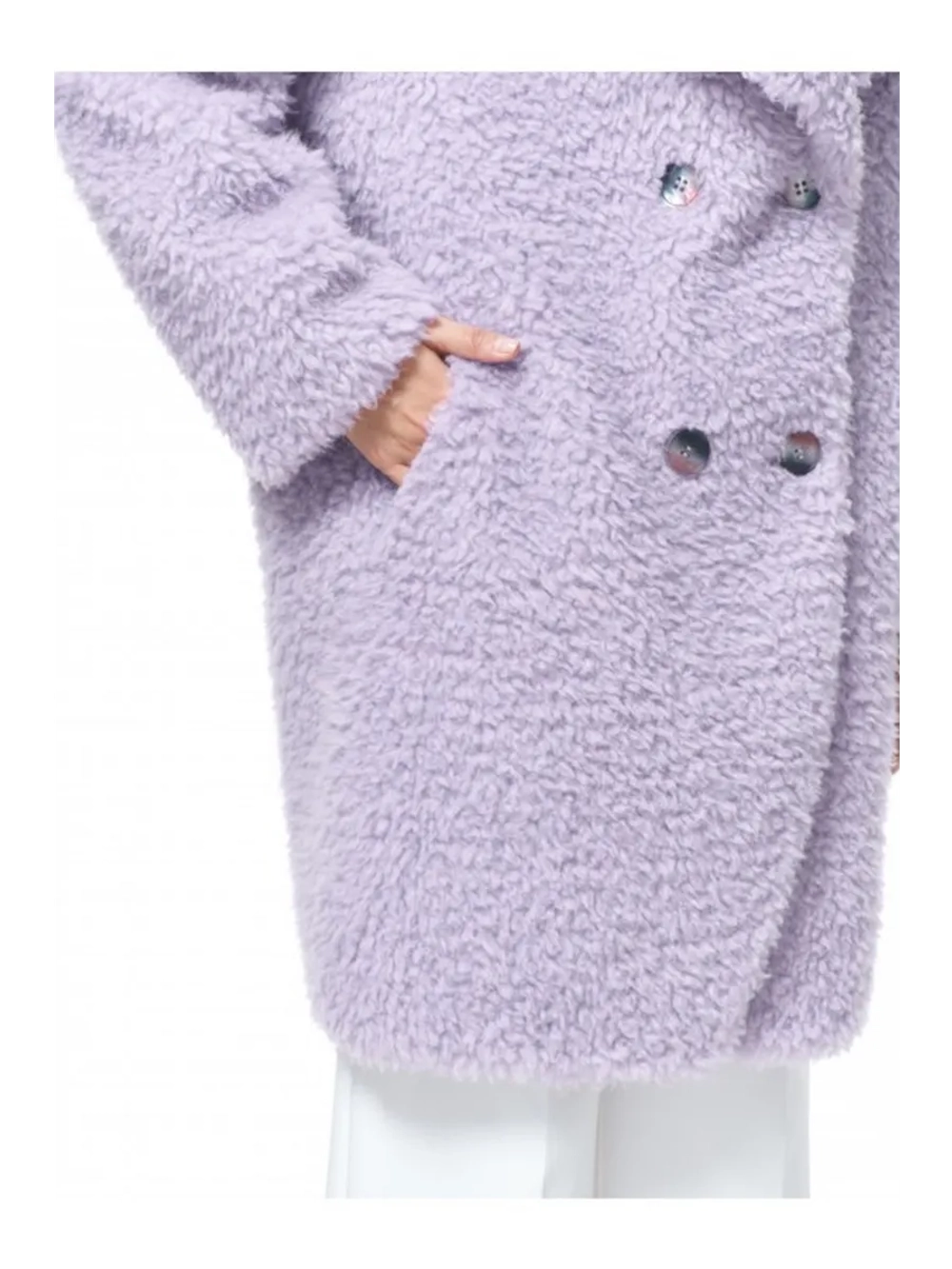 Шуба из натуральной шерсти мериноса, сиреневая, SilverFox