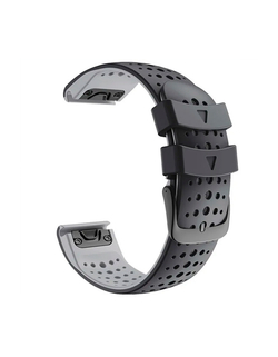 Ремешок дышащий Athlet 22 мм. для Garmin Fenix 7/6/5, EPIX 2, MARQ, Forerunner 935 / 945 / 955 / 965, instinct, instinct 2 двухцветный силиконовый быстросъемный (Белый/Черный)