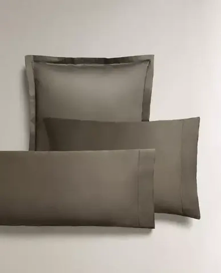 ZARA HOME (300 НИТЕЙ) НАВОЛОЧКА ИЗ ХЛОПКА, УГОЛЬНЫЙ