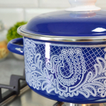 Кастрюля 3л "Вологодское кружево" синяя