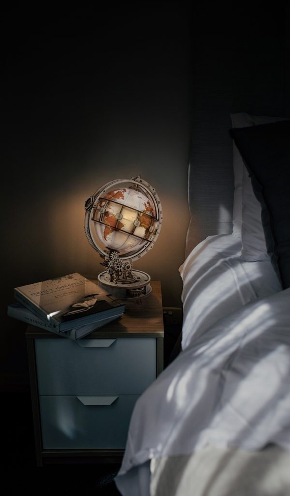 Светящийся Глобус, ночник (ROKR и Robotime) - Деревянный конструктор, сборная механическая модель, 3D пазл