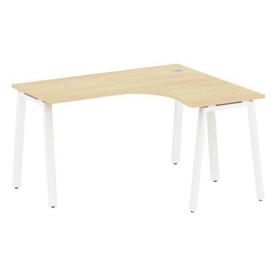 Metal System Стол криволинейный правый на А-образном м/к БА.СА-3 (R) Акация Лорка/Металл Белый 1400*