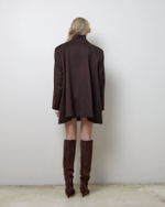 Пальто с асимметричным низом из шерсти и кашемира Диор темный шоколад