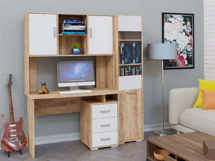 Компьютерный стол КЛ-1.2 (Белый жемчуг) + Пенал КЛ-1.2/1.3