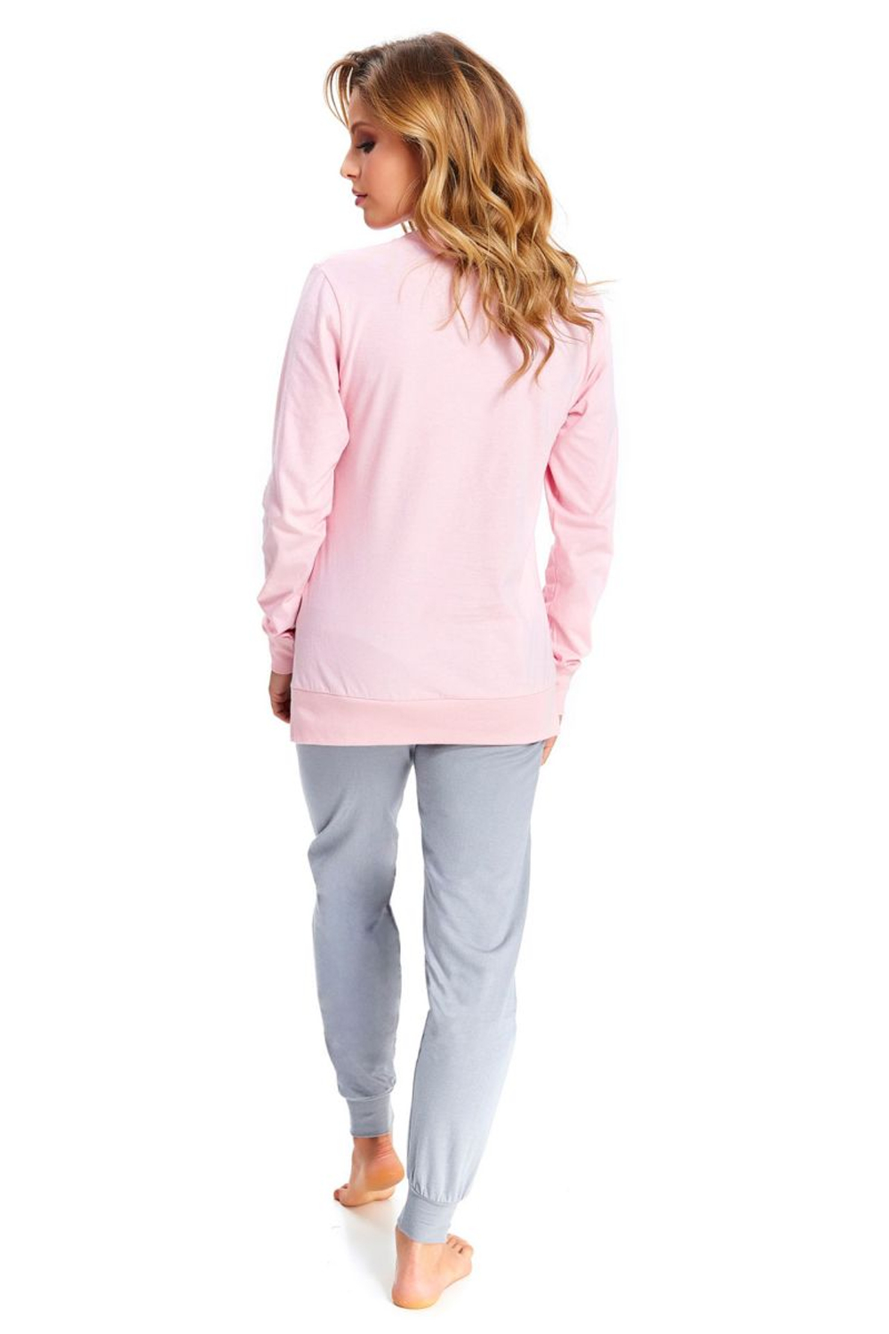 Пижама с розами на кофточке (Размер: XL) (Цвет: серый с розовым)