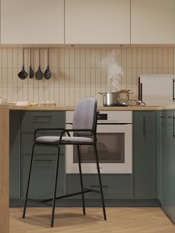 Стул полубарный Ror, 2 Frame, велюр, черный/серый