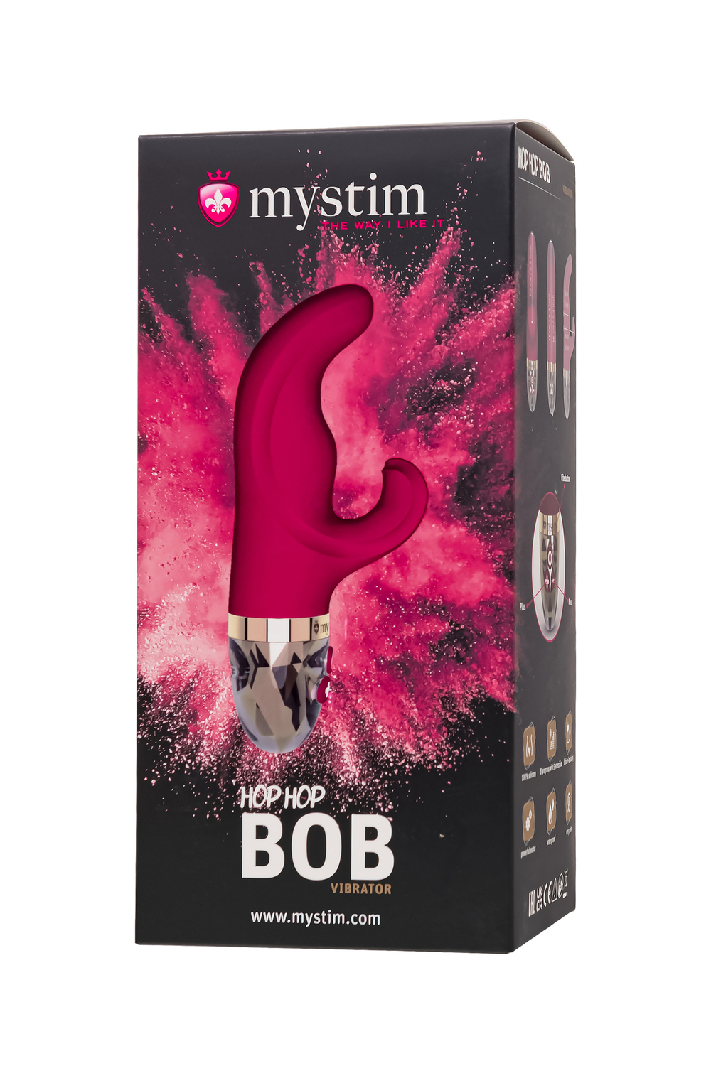 Вибратор Mystim Hop Hop Bob бордовый 16,5 см