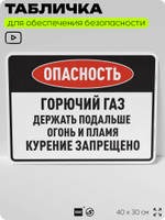 Табличка для обеспечения безопасности "Опасность горючий газ", для производства, предприятия, 40х30 см, Silver Plane x Айдентика Технолоджи