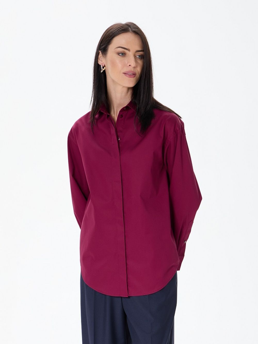 Рубашка Хельсинки бордовый хлопок