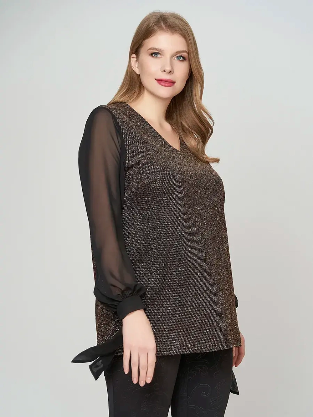 Блузка нарядная люрекс и шифон