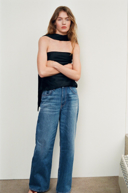 ZARA ДЖИНСЫ RELAXED ОВЕРСАЙЗ С ВЫСОКОЙ ПОСАДКОЙ, СИНИЙ