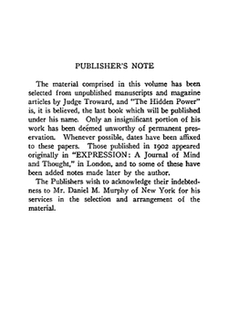 The hidden power, and other papers on mental science | T 1847-1916 Troward