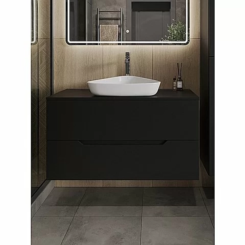 Тумба с раковиной Orange Line 100 Li-100TubMDF+B07-500W черная матовая