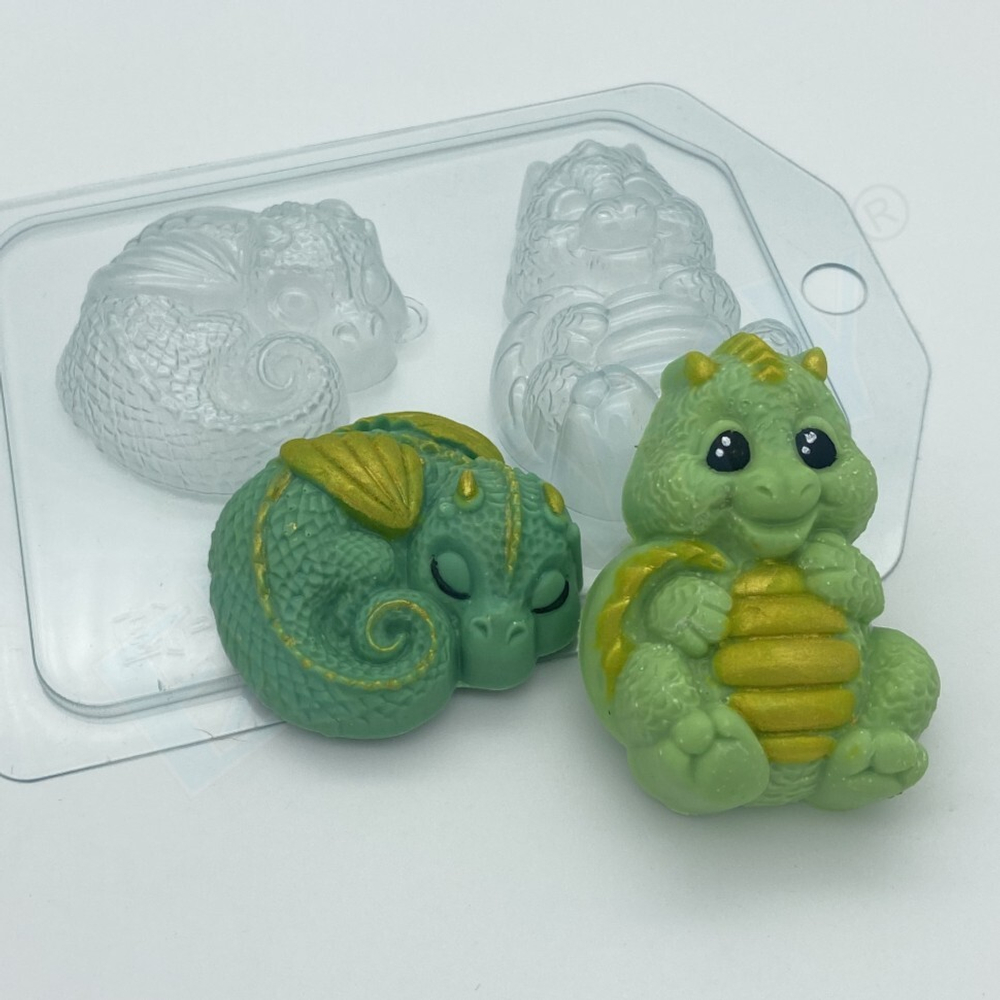 Форма пластиковая Дракон клубочком 55 мм и с полосатым пузиком 65 мм