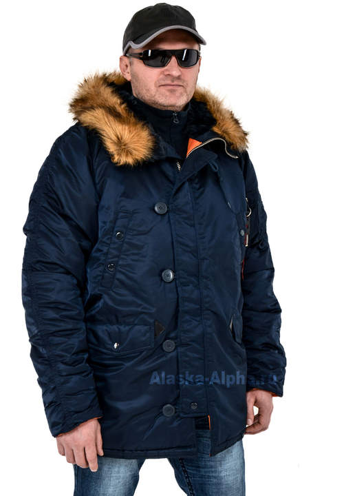 Куртка Аляска Alpha Slim Fit N-3B (т. синяя - r.blue/orange)