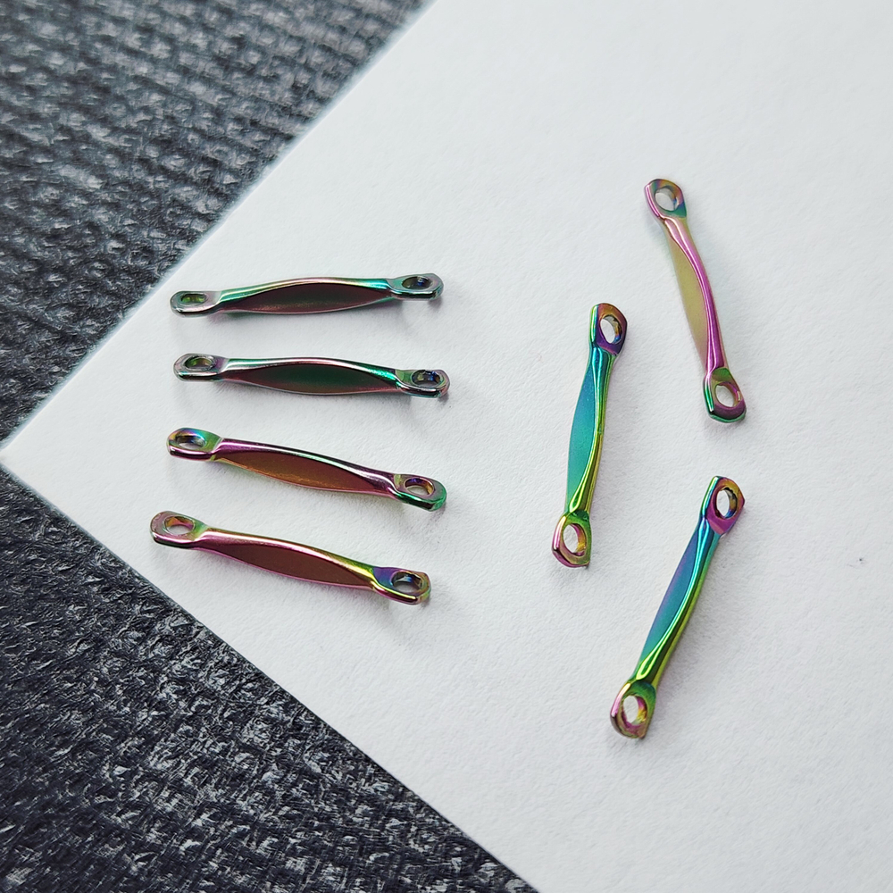 Коннектор, сталь, титановое покрытие, красивая форма, р-р 13×2.5 мм, штучно