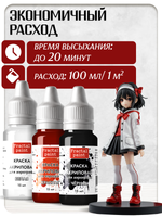 Комбо красок для аэрографа (белая+красная+черная) 3х15 мл