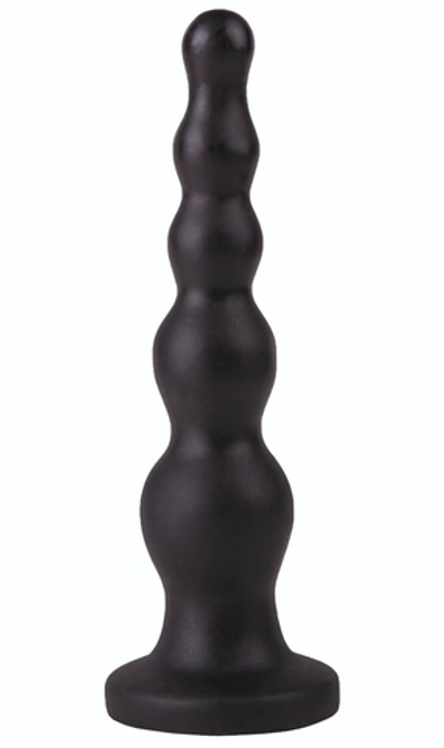 Чёрная анальная ёлочка с ограничительным основанием - 17,5 см. (Цвет: черный)