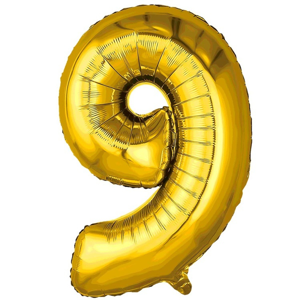 Шар ЦИФРА 9 Металлик Gold 32" 81 см
