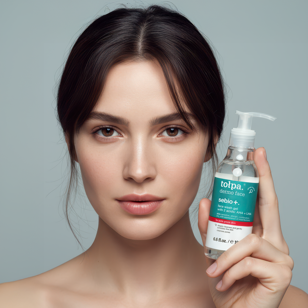 TOLPA DERMO FACE SEBIO+ FACE Гель для умывания с 2 кислотами AHA + LHA, 195 мл