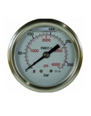 Манометр D=63mm, 250bar, 1/4внеш, нерж.сталь, тыловое подключение