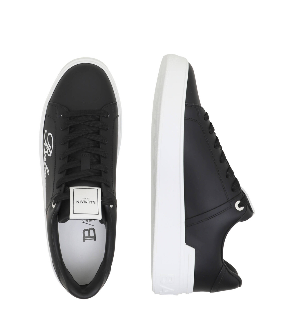 Кожаные кроссовки b-court-cuir&signature Balmain - черный(CM0VI288 LTBP)
