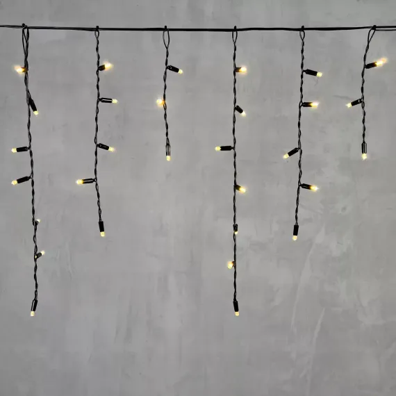 Светодиодная бахрома с колпачком 3,1*0,5 м., 120 теплых белых LED ламп, черный провод ПВХ, IP65, LTC (PIL120CAP-11-2WW)