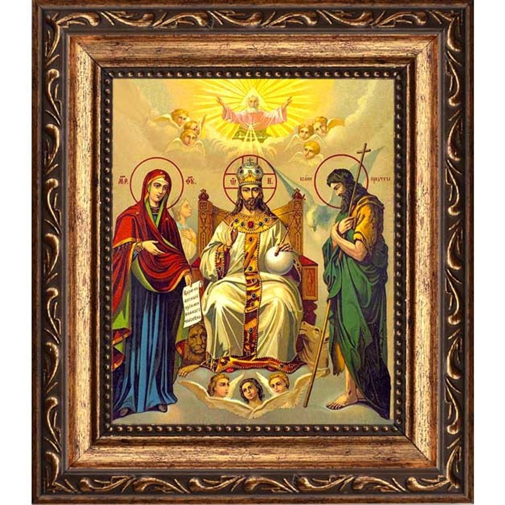 Спаситель на троне с предстоящими. Икона на холсте.
