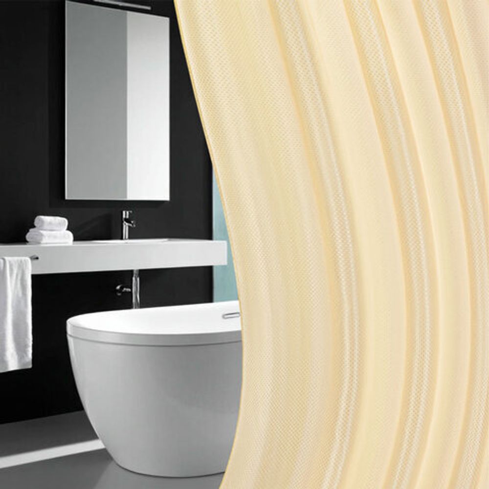 Шторка для ванной ПОЛИЭСТЕР, 180х180 см, кольца в комплекте,золотой бриллиант, PRIMILA, 700089