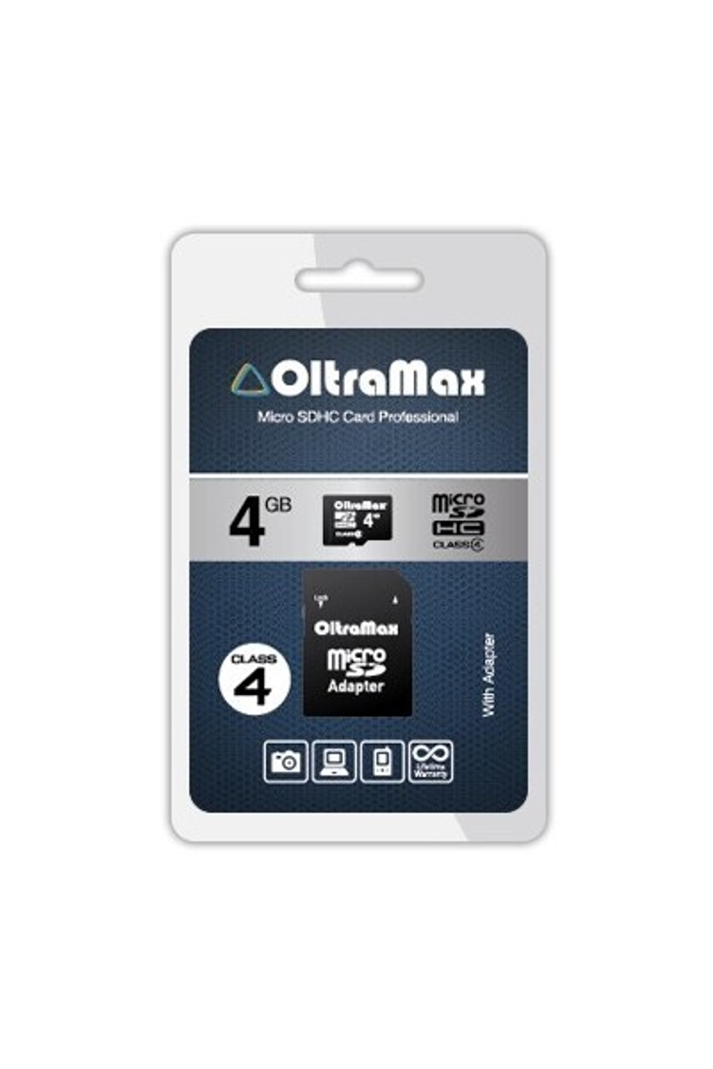 карта памяти OltraMax microSD 4 Gb 4cl.+адапт.