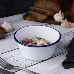 Салатник 800 мл d 15,4 см h7 см Blue Rim эмалированая сталь SUNNEX [1]