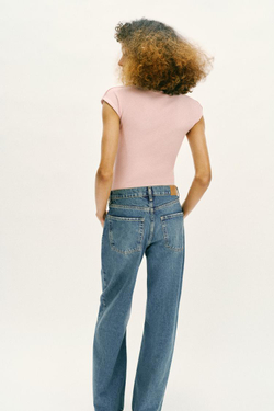 ZARA БОДИ С КРУГЛЫМ ВЫРЕЗОМ, ПУДРОВО-РОЗОВЫЙ