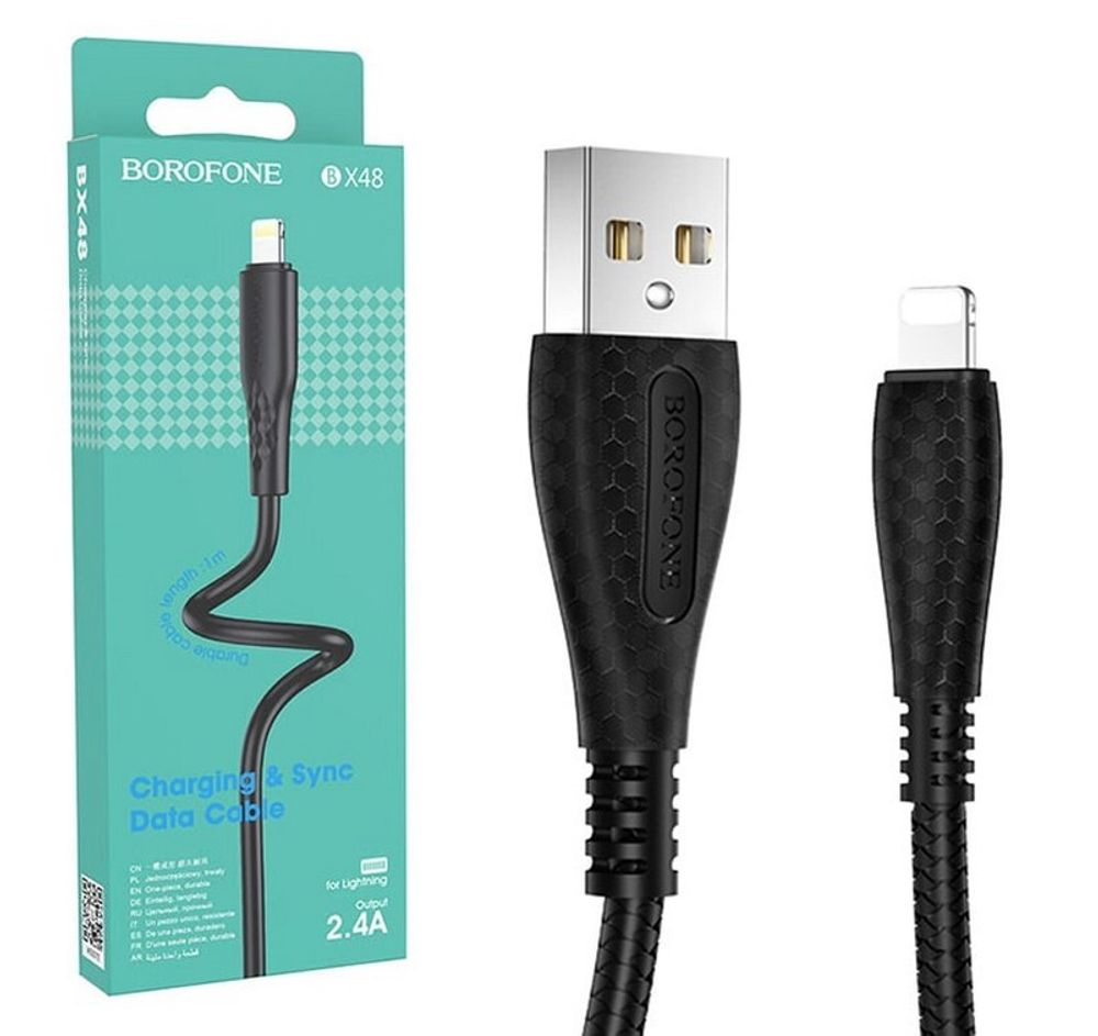 Кабель USB - Lightning BOROFONE BX48 (черный) 1м