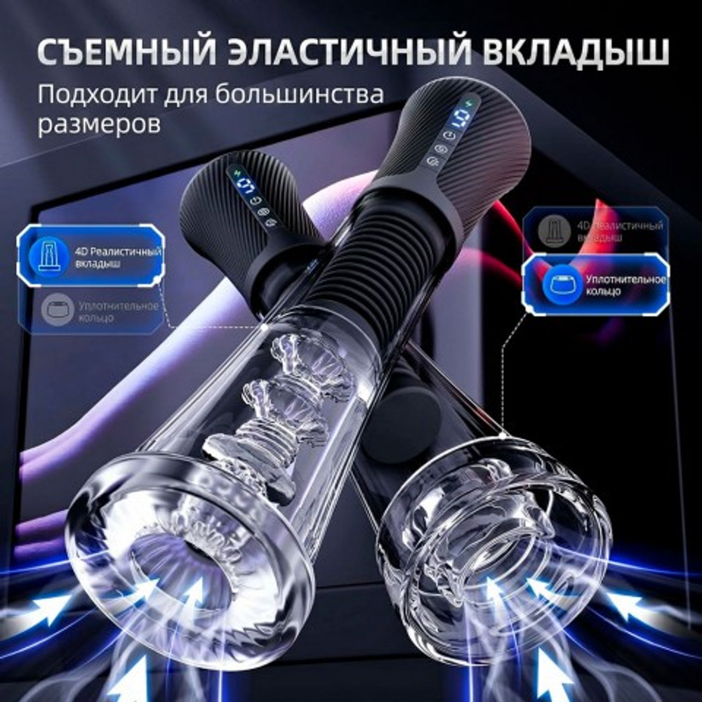 Мастурбатор 2 в 1  с функцией всасывания и вакуумная помпа