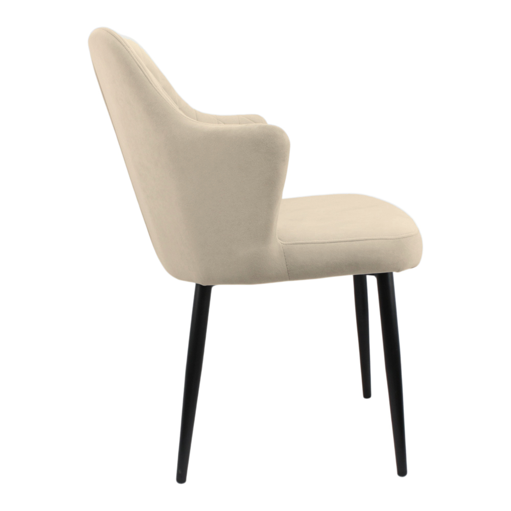 Стул "Хант" (арт. 345), велюр Бренди В03 бежевый, ножки круглые черные.