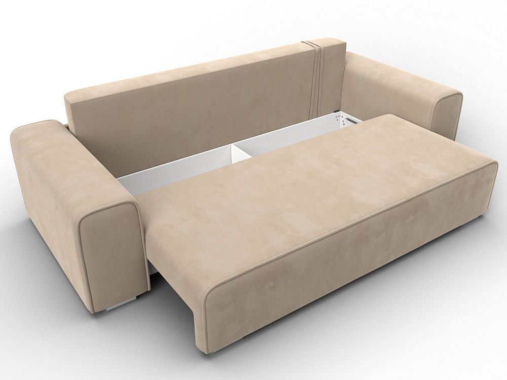 Диван прямой Лига-029, ВЕЛЮР Бежевый