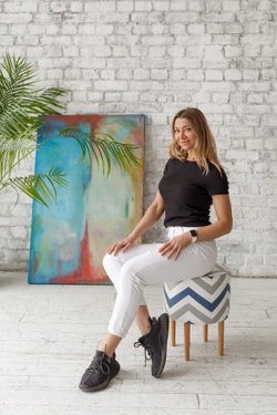 Пуф Лекко Скандинавия Сине-Серый