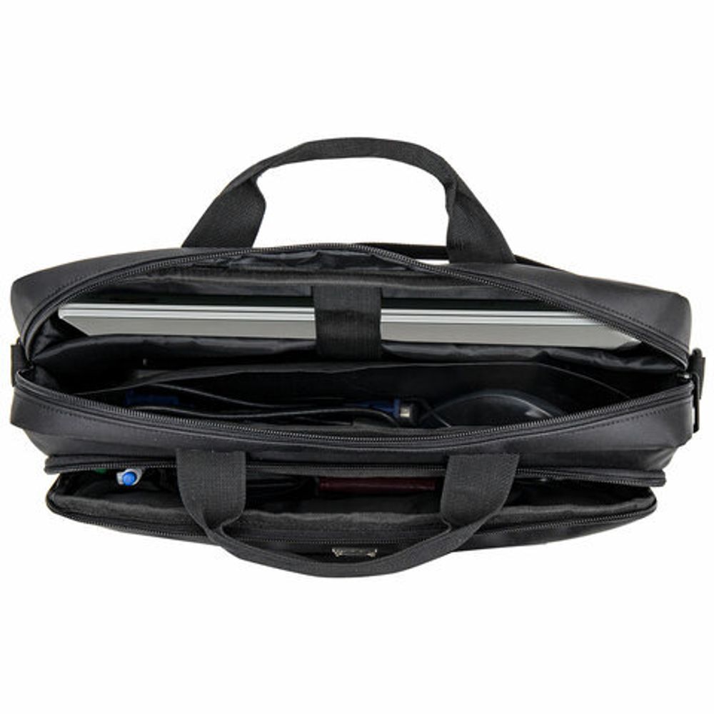 Сумка-портфель BRAUBERG "Protect" с отделением для ноутбука 15,6", 2 отделения, черная, 30х40х7 см, 270831
