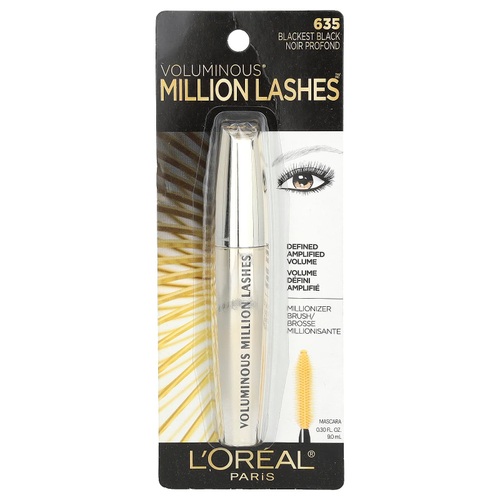 L'Oréal, Тушь для ресниц Voluminous Million Lashes, угольно-черная 635, 9 мл