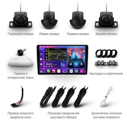 Магнитола для Sollers Atlant 2022+ - FarCar BX9-360-9601-9 монитор 9.5" 2K QLED на Android 13, 6Гб+128Гб, CarPlay, 4G SIM-слот, 4 камеры в комплекте