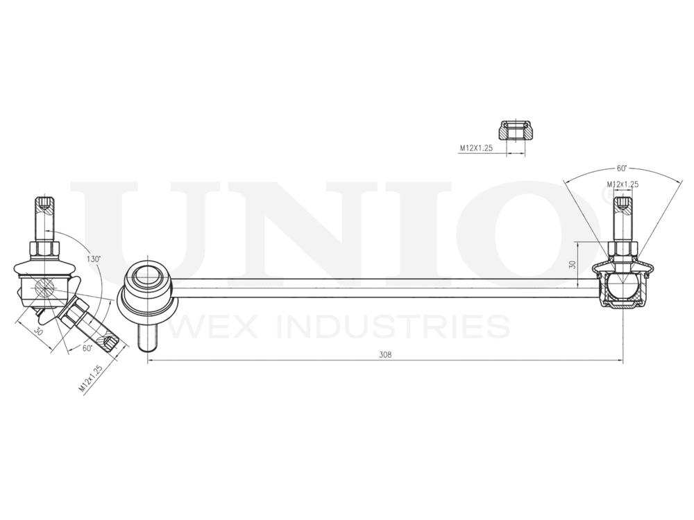 Стойка стабилизатора передняя правая UNIO SSP-50049