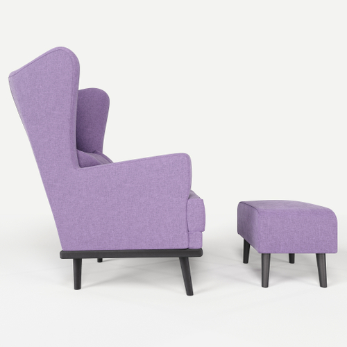 Комплект кресла и пуфа Фантазёр рогожка D-9 (Фиолетовый) на высоких ножках, для отдыха и чтения книг. В гостиную, балкон, спальню и переговорную комнату.