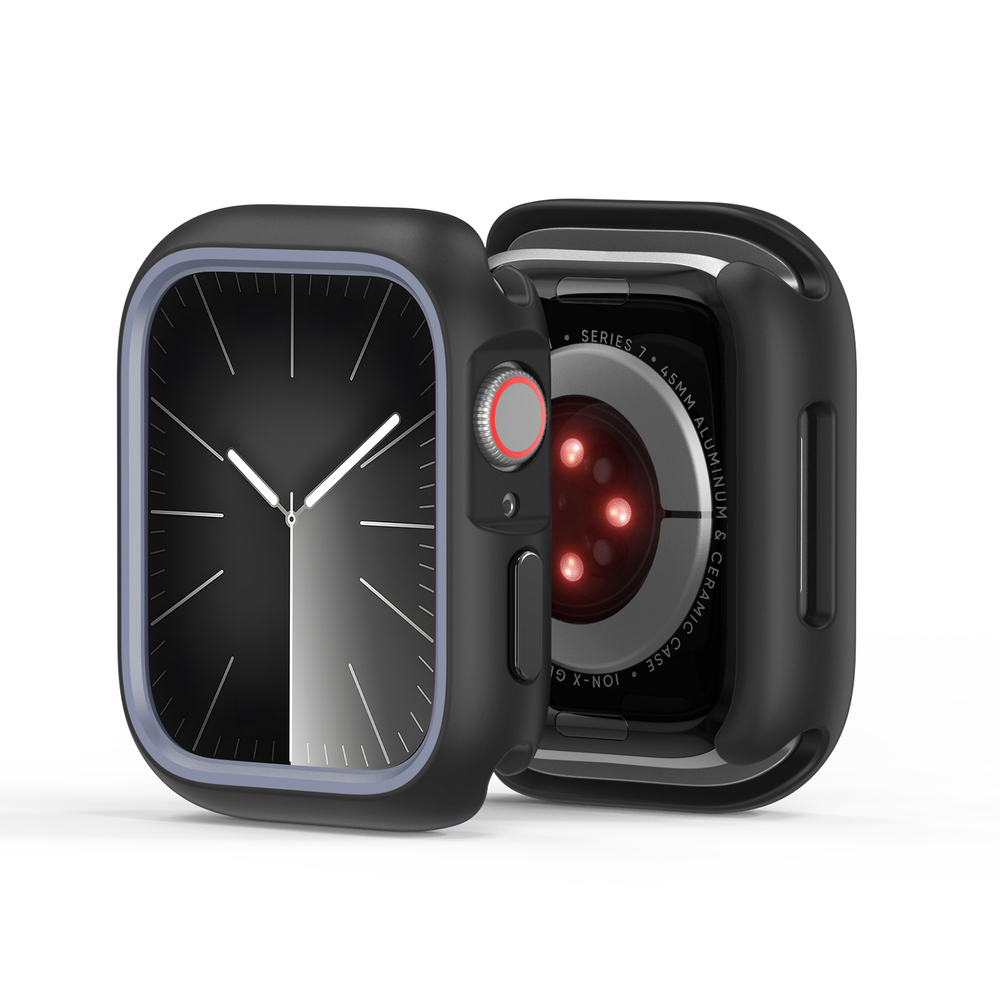 Чехол-бампер для часов Apple Watch серия 10, размер 42мм, черный с серой вставкой (Black/Gray) от Dux Ducis, серия Bamo Series