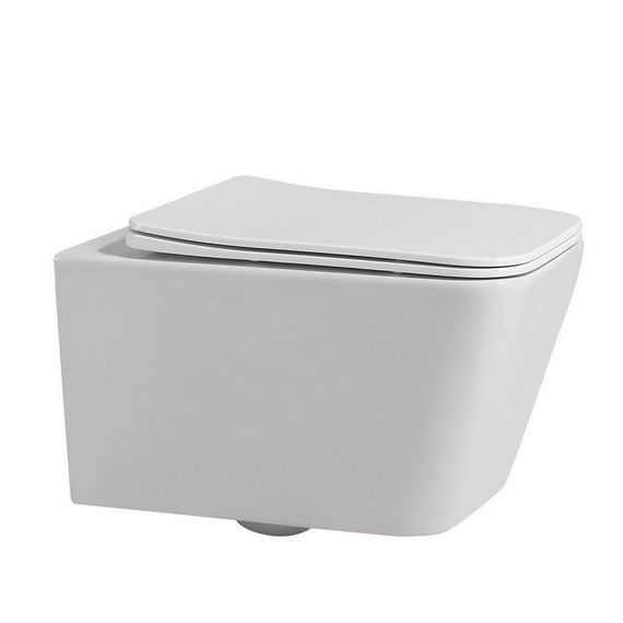 Комплект подвесной унитаз ABBER Rechteck AC1201 белый с инсталляцией AC0105 и кнопкой AC0120RG золото розовое